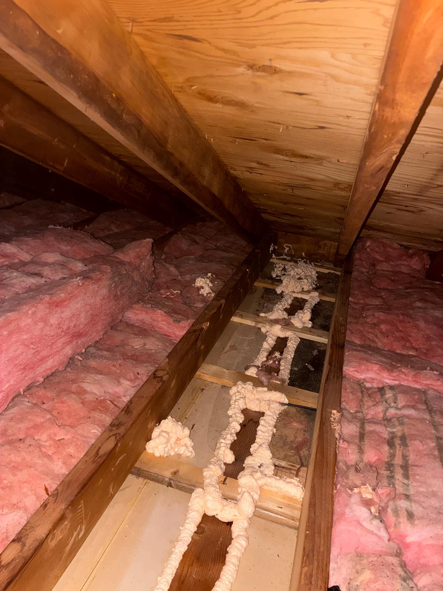 Spray foam insulation in an attic application